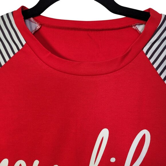 Woffccrd Women Mom Life Leopard & Striped Long Sleeve Red Shirt Small New - Picture 4 of 9